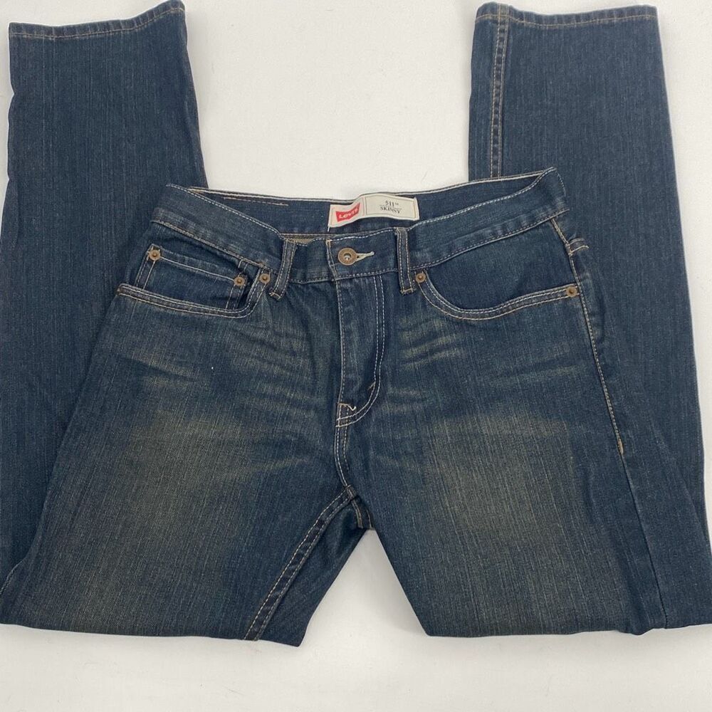 Levi's Boys 16 Reg Dark Wash Stretch Cotton 511 Skinny Denim Jeans Blue Size 28x